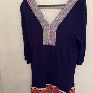 White Mark Navy Blue & White Open Back Dresses